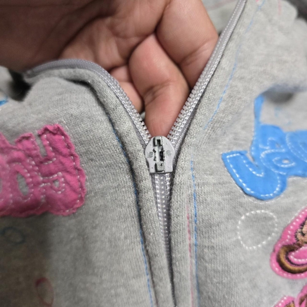 Vintage Y2K Bobby Jack Grey Embroidered Full Zip Hoodie Special Edition Youth? - Picture 5 of 8
